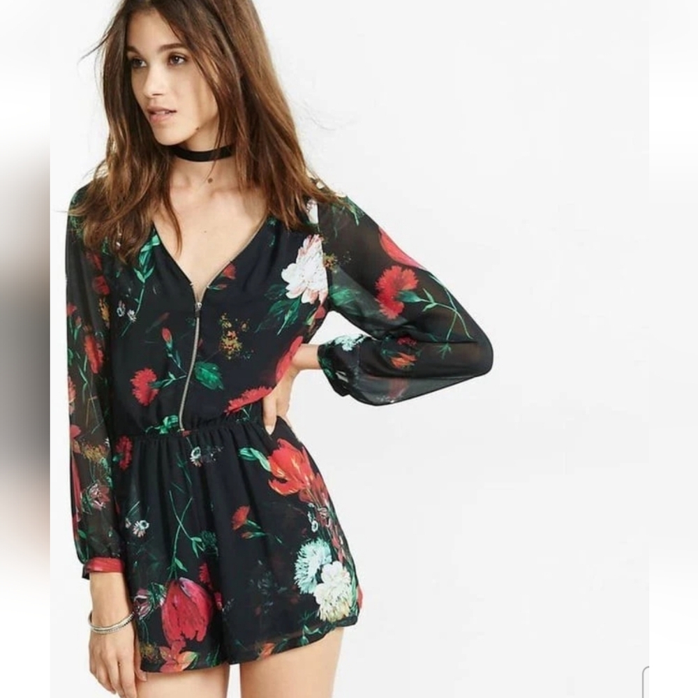 Express One Piece Floral Jumpsuit/Romper - Size XS